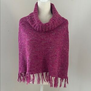 Debenhams Pink Multi Knit Poncho with Fringe Sz S/M